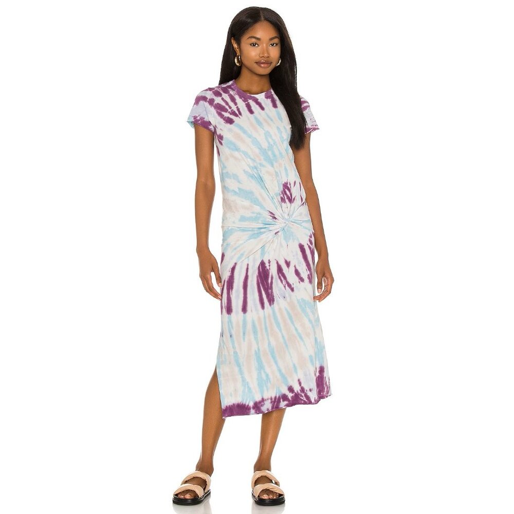 NSF Sz. P Zelda Purple Haze Dye Twisted Knot Tee Midi Dress